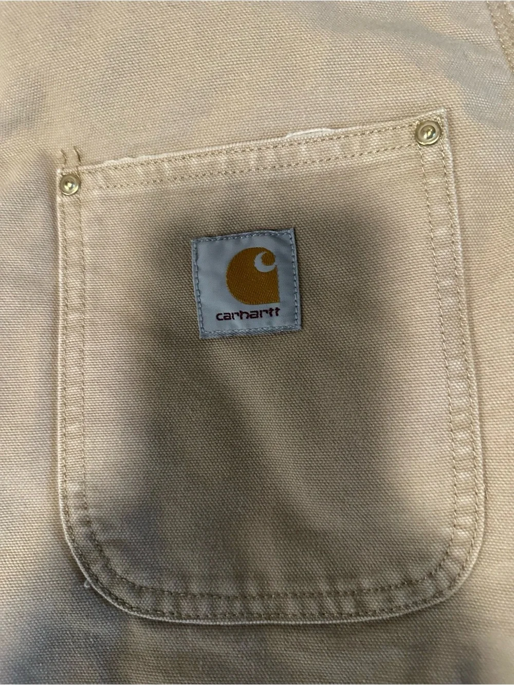 Carhartt WIP Tan Canvas Heavy Chore Jacket with Black Corduroy Collar
